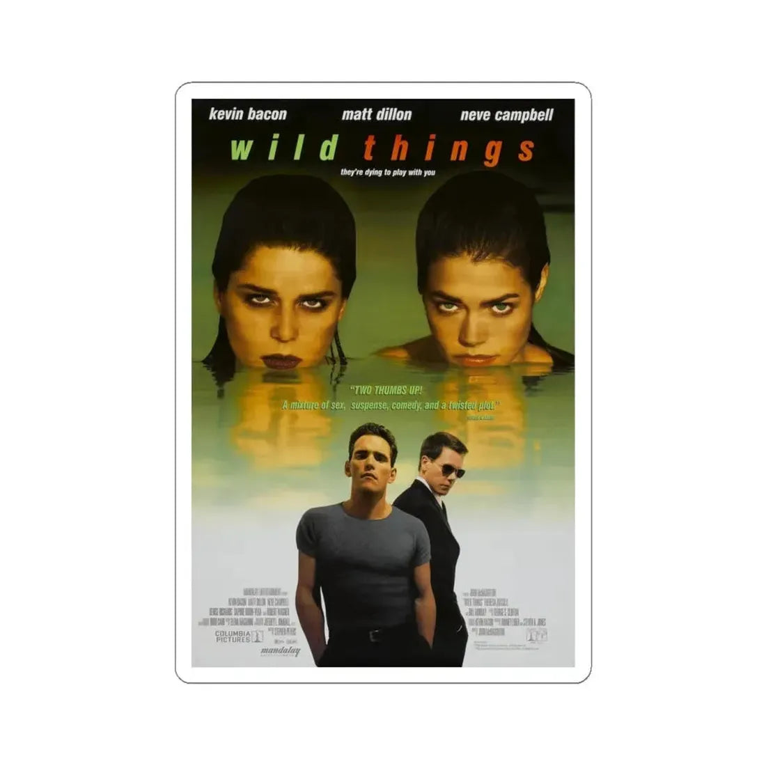 WILD THINGS 1998 Movie Poster - STICKER Vinyl Kiss-Cut Decal 4 Inch White - The Sticker Space