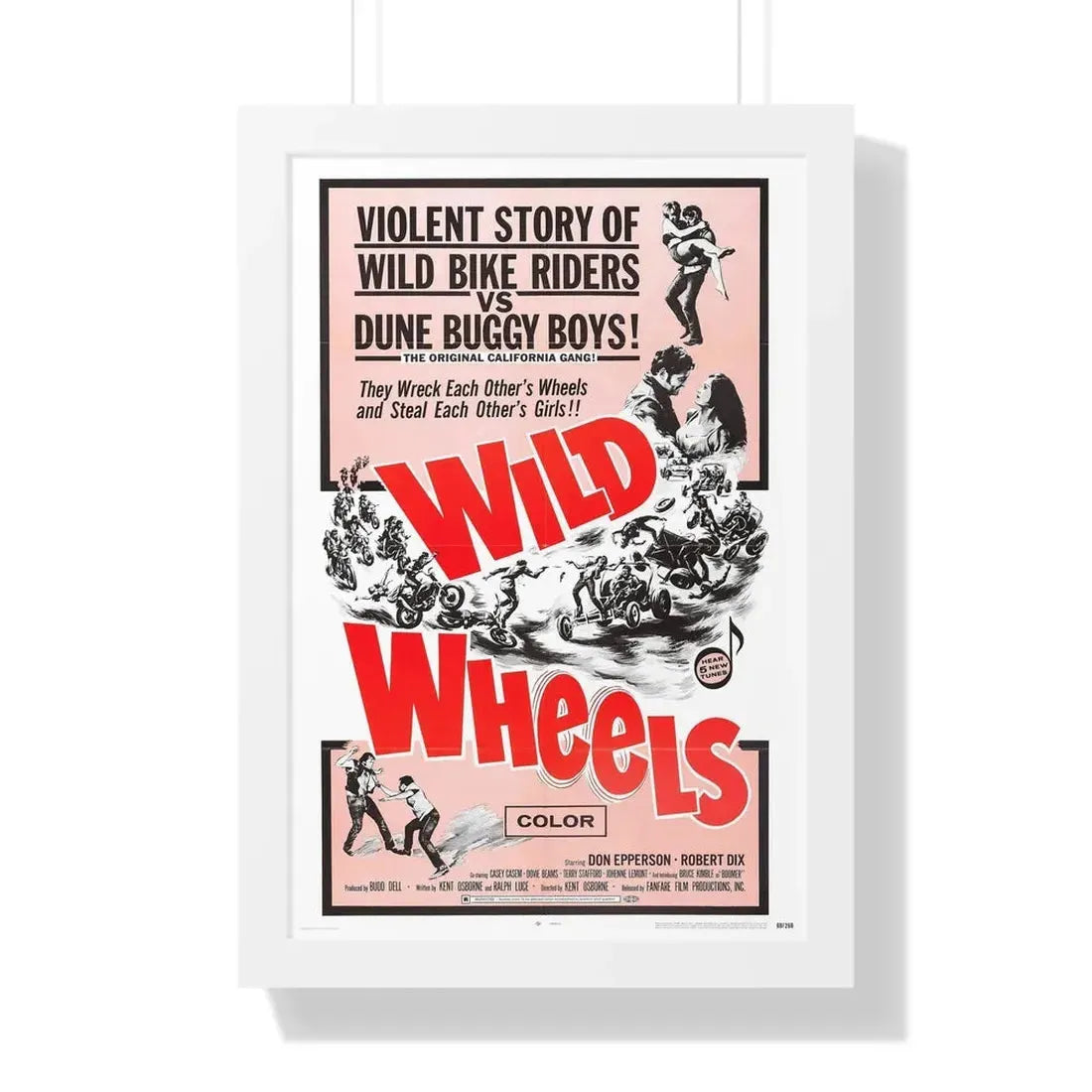 WILD WHEELS 1969 - Framed Movie Poster 16″ x 24″ White - The Sticker Space