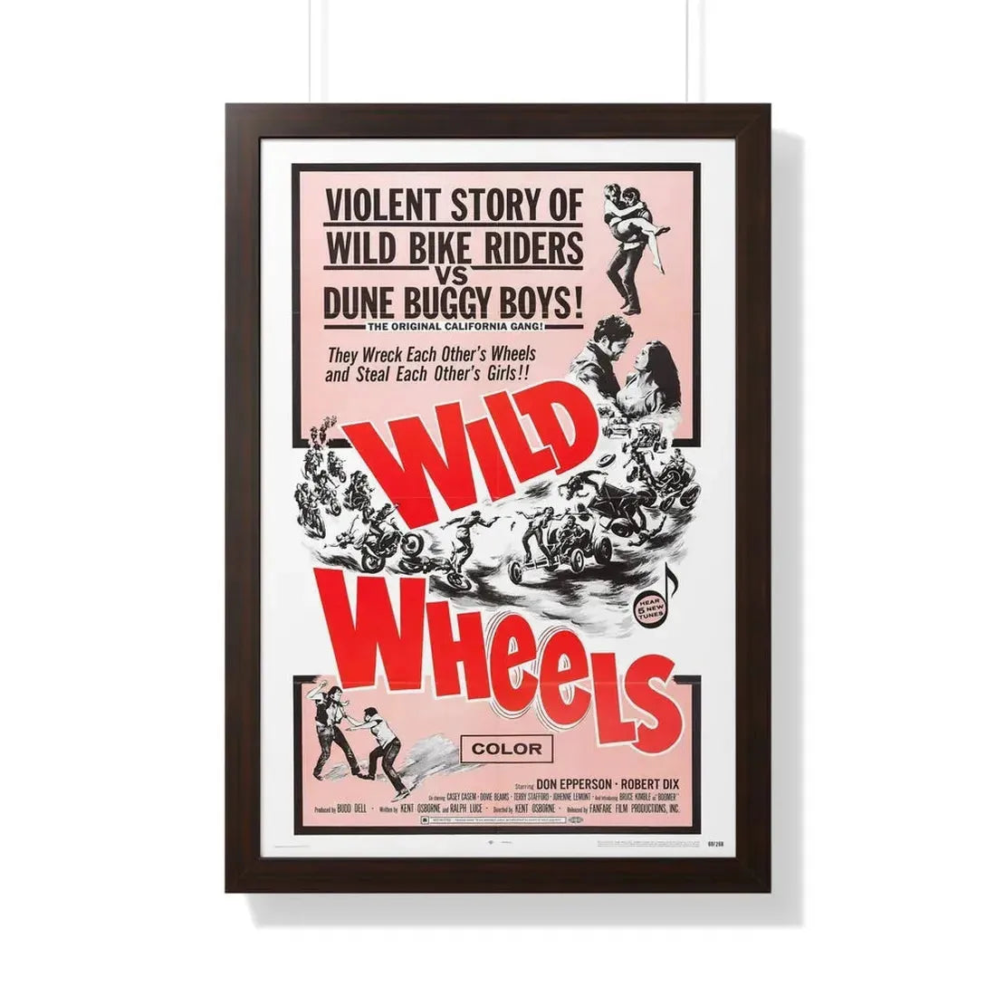 WILD WHEELS 1969 - Framed Movie Poster 20" x 30" Walnut - The Sticker Space