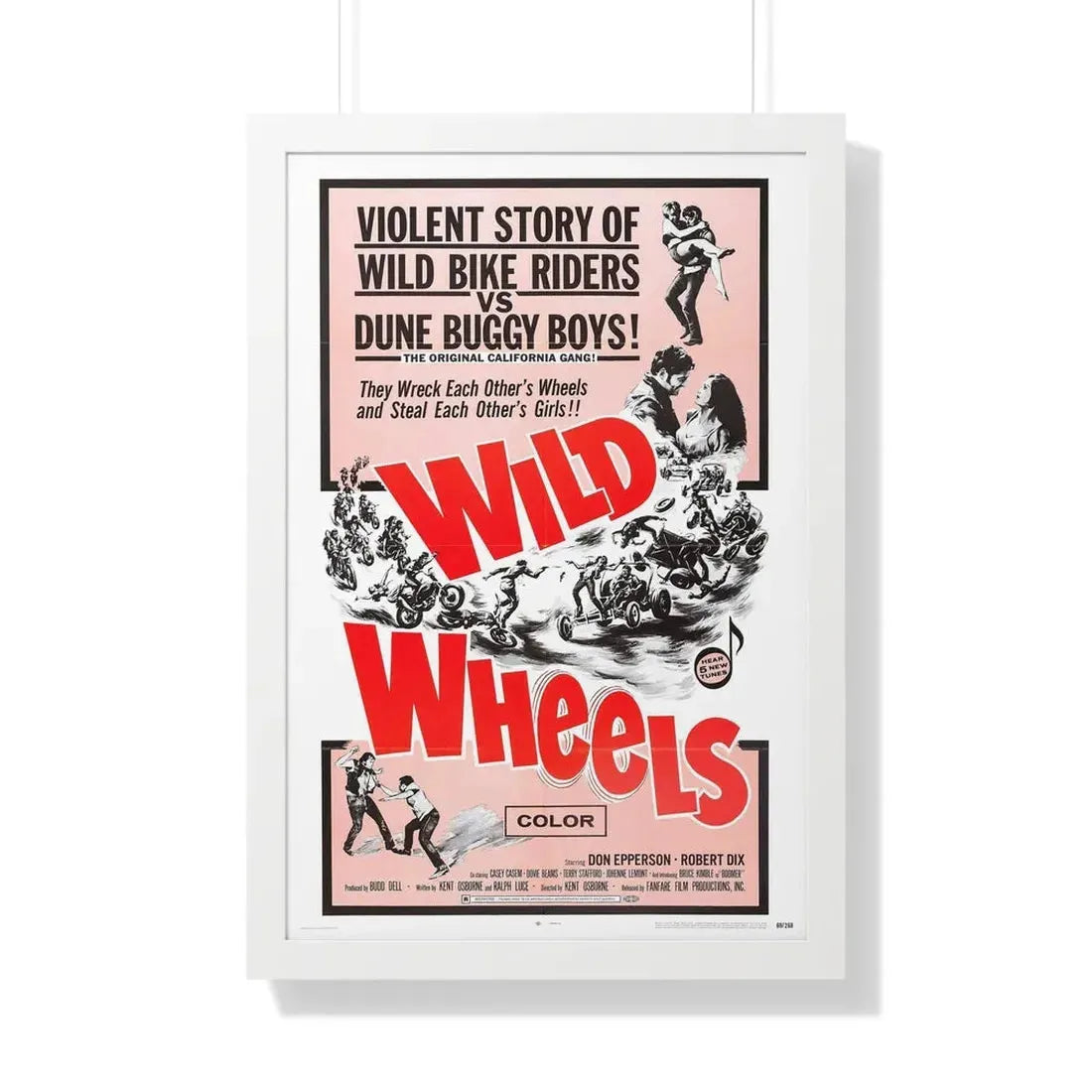 WILD WHEELS 1969 - Framed Movie Poster 20" x 30" White - The Sticker Space