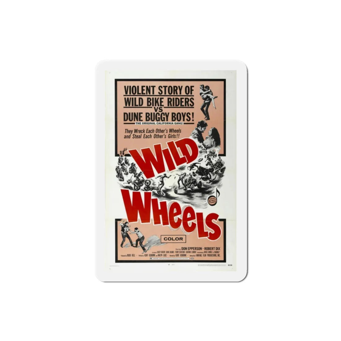 Wild Wheels 1969 Movie Poster Refrigerator Magnet 2 Inch - The Sticker Space