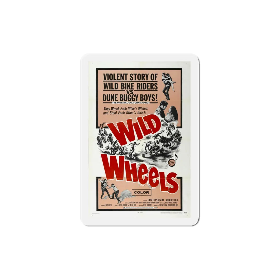 Wild Wheels 1969 Movie Poster Refrigerator Magnet 3 Inch - The Sticker Space