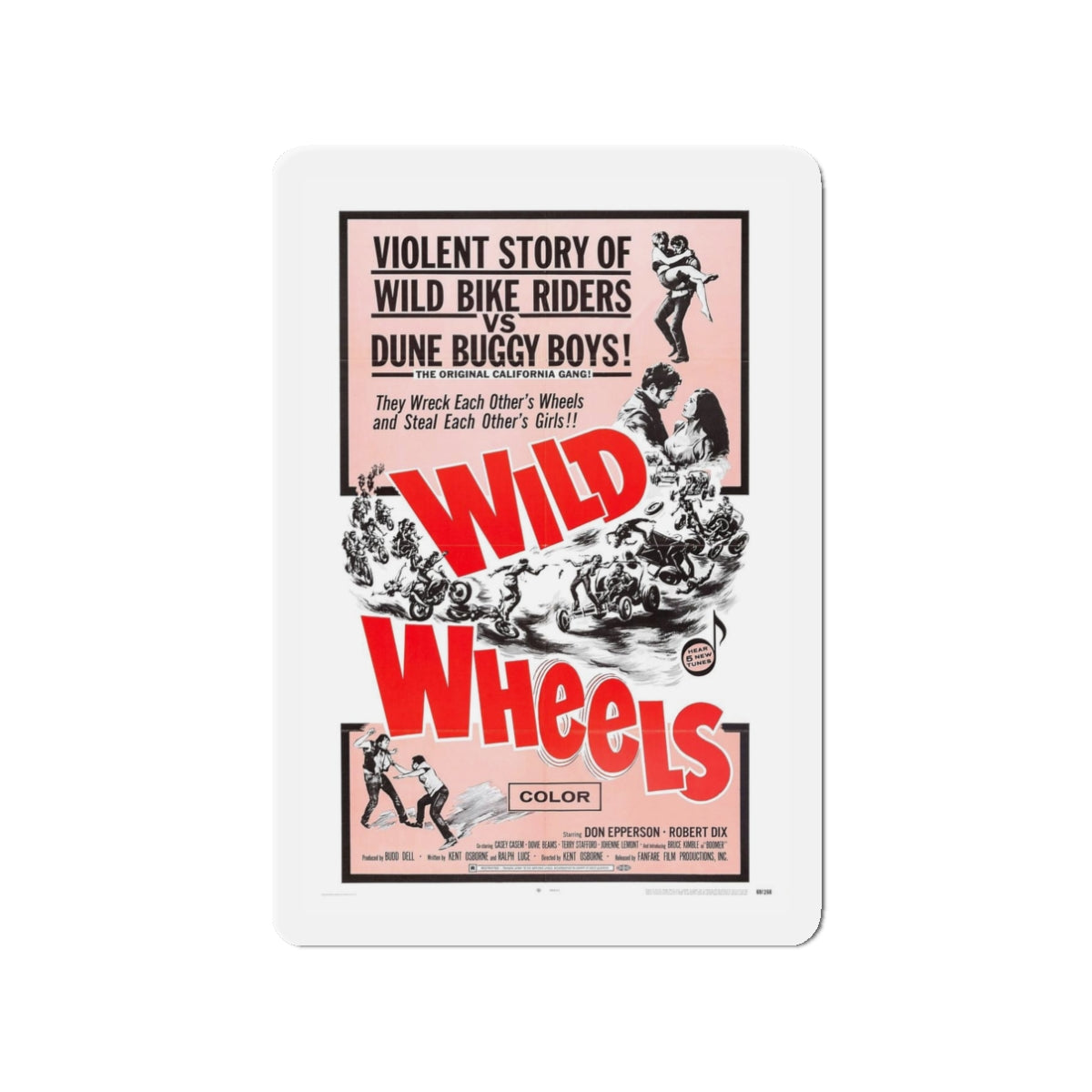 WILD WHEELS 1969 Movie Poster - Refrigerator Magnet-3" x 3"-The Sticker Space