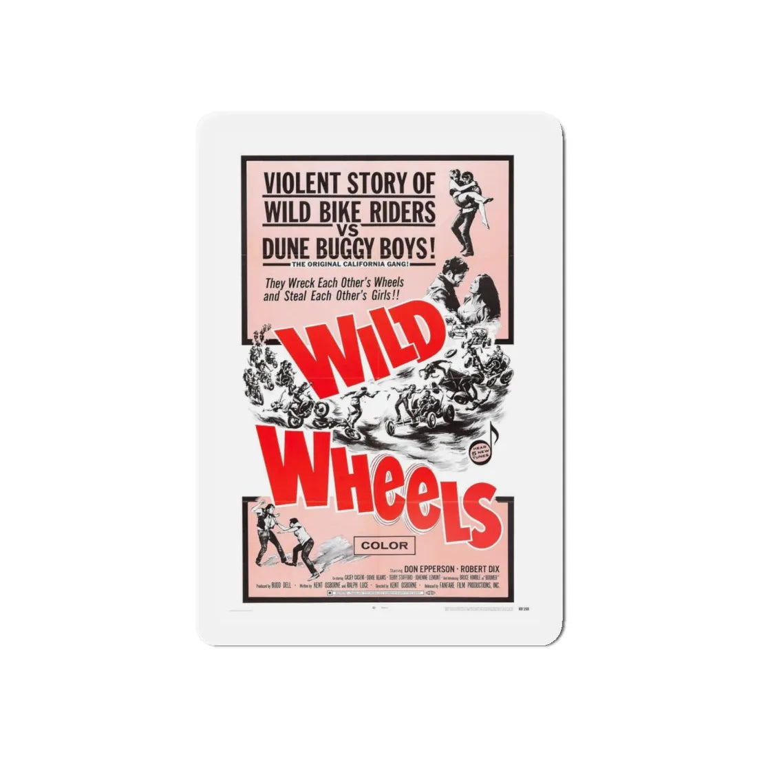 WILD WHEELS 1969 Movie Poster - Refrigerator Magnet 5 Inch - The Sticker Space