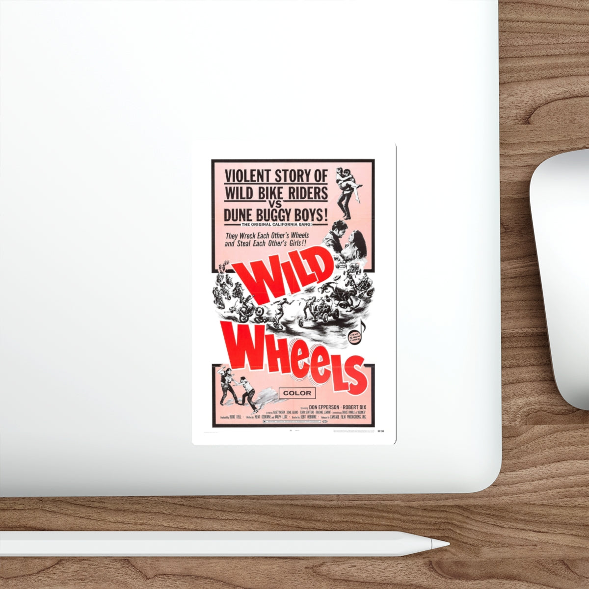 WILD WHEELS 1969 Movie Poster STICKER Vinyl Die-Cut Decal-The Sticker Space