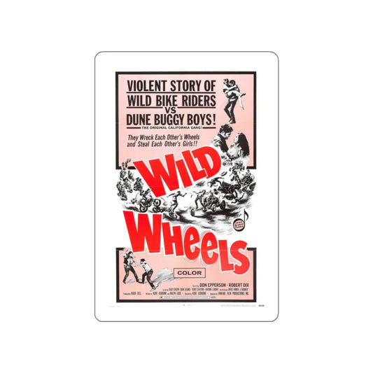 WILD WHEELS 1969 Movie Poster STICKER Vinyl Die-Cut Decal 2 Inch - The Sticker Space