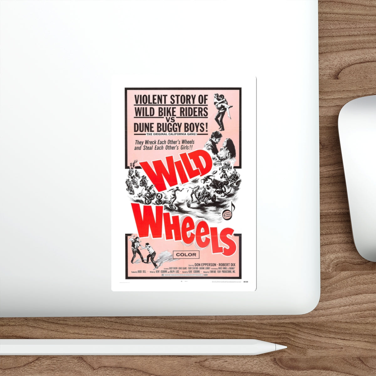 WILD WHEELS 1969 Movie Poster STICKER Vinyl Die-Cut Decal-The Sticker Space