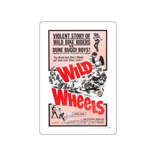 WILD WHEELS 1969 Movie Poster STICKER Vinyl Die-Cut Decal-White-The Sticker Space