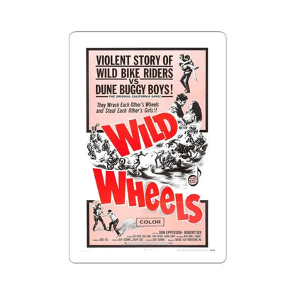 WILD WHEELS 1969 Movie Poster - STICKER Vinyl Kiss-Cut Decal 3 Inch White - The Sticker Space