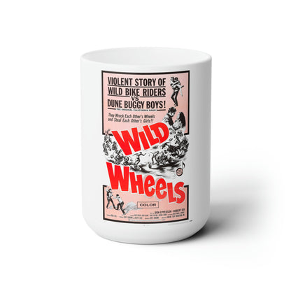 WILD WHEELS 1969 Movie Poster - White Coffee Cup 15oz-15oz-The Sticker Space