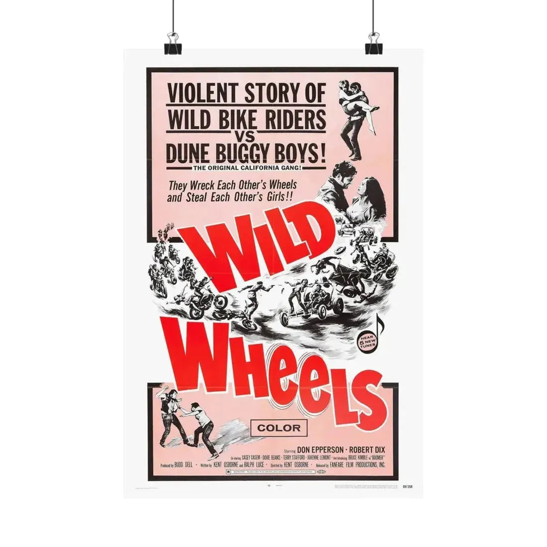 WILD WHEELS 1969 - Paper Movie Poster 12″ x 18″ Matte - The Sticker Space