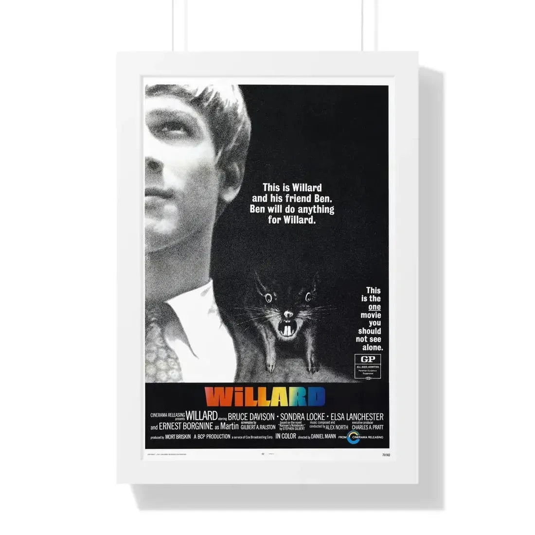 WILLARD 1971 - Framed Movie Poster 16″ x 24″ White - The Sticker Space