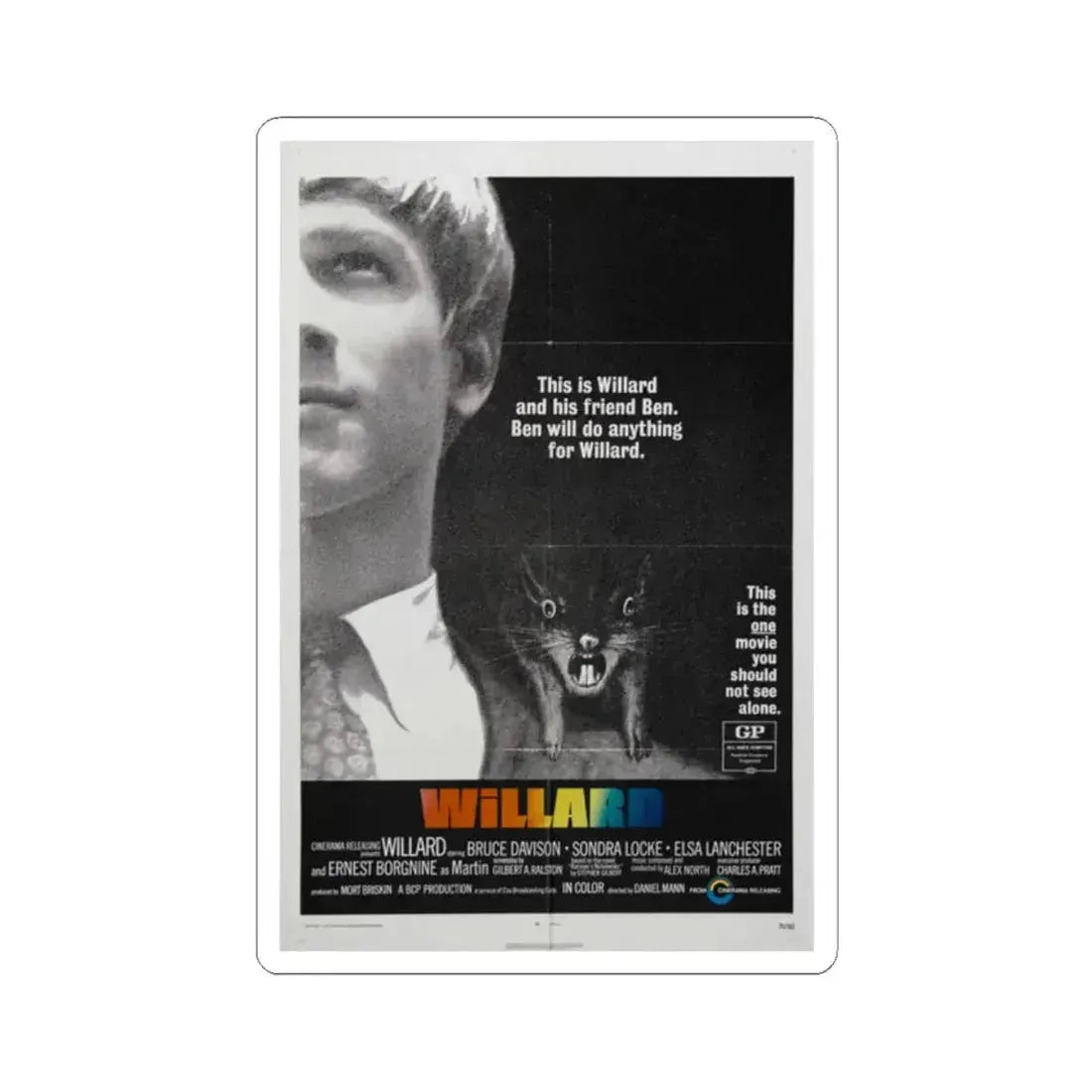 Willard 1971 Movie Poster - STICKER Vinyl Kiss-Cut Decal - The Sticker Space