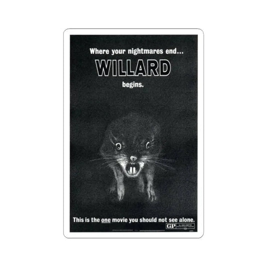 WILLARD (TEASER) 1971 Movie Poster - STICKER Vinyl Kiss-Cut Decal 2 Inch White - The Sticker Space
