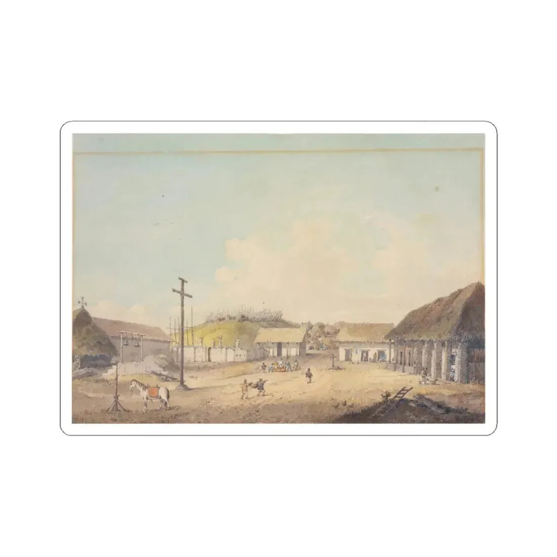 William Alexander Mission of St Carlos (Native Americans in Art) STICKER Vinyl Kiss-Cut Decal 3 Inch White - The Sticker Space