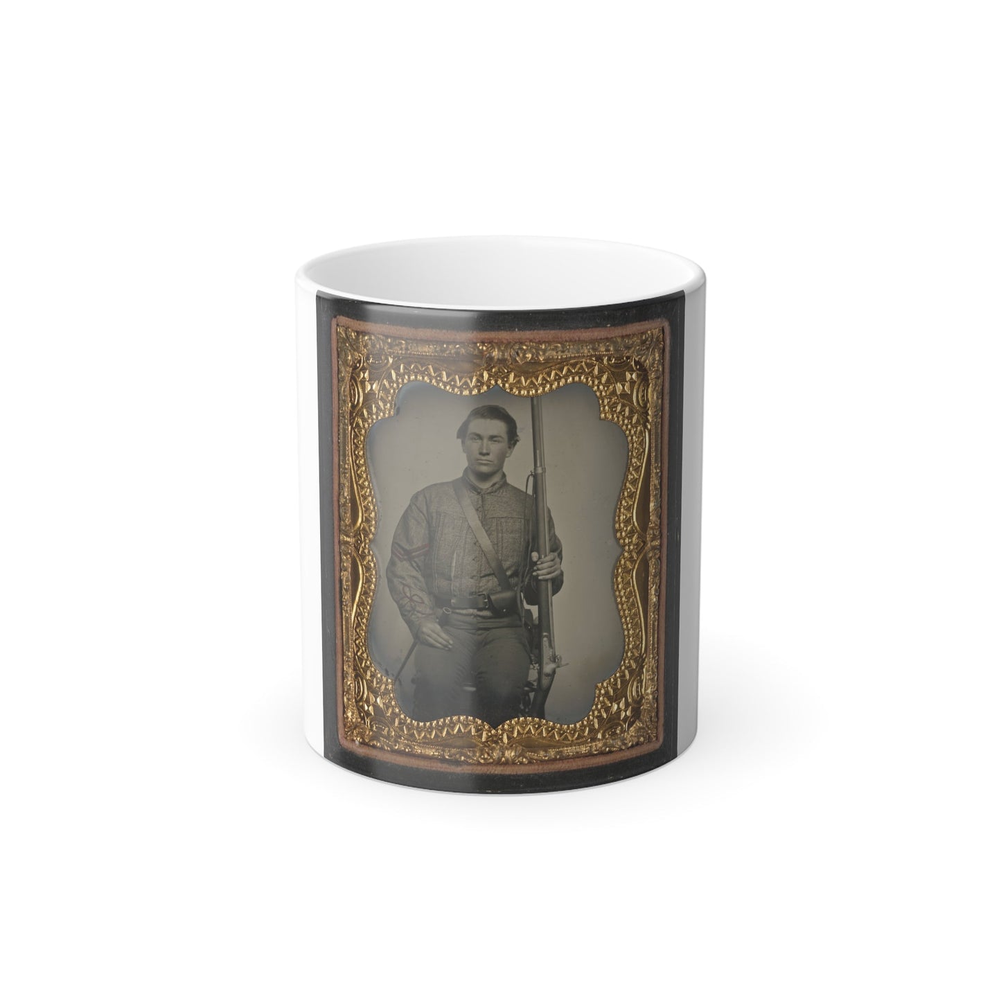 William Jenkins, North Carolina Soldier, in Artillery Uniform, With Percussion Musket Converted From a Flintlock Musket (U.S. Civil War) Color Morphing Mug 11oz-11oz-The Sticker Space