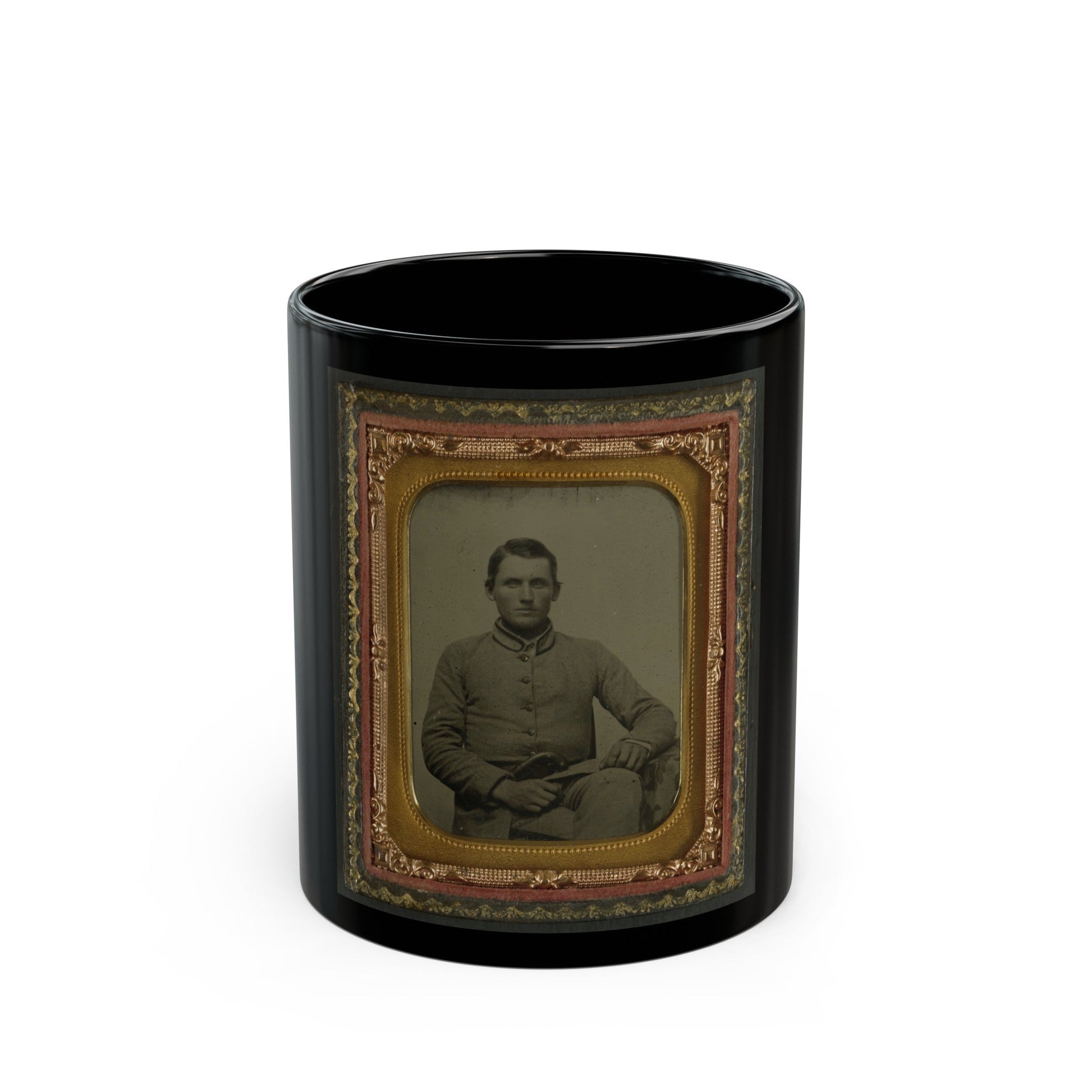 William Snodgrass Of An Unidentified Virginia Infantry Regiment With Underhammer Pistol (U.S. Civil War) Black Coffee Mug-11oz-The Sticker Space