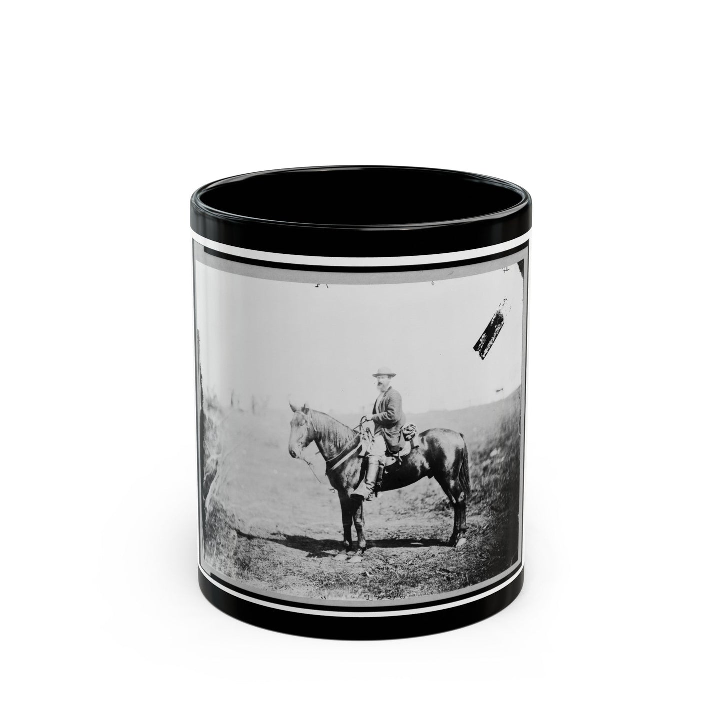 William Wilson, Scout, Headquarters, Army Of The Potomac, Seated On Horse, Full-Length Portrait, Facing Left, Culpeper, Va. (U.S. Civil War) Black Coffee Mug-11oz-The Sticker Space