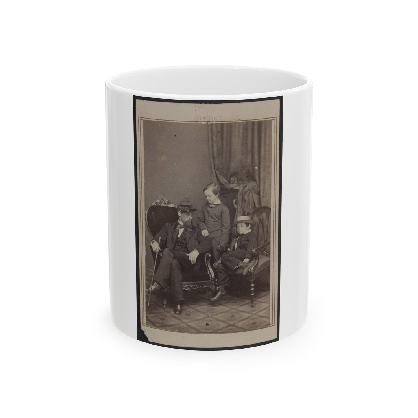 Willie And Tad Lincoln, Sons Of President Abraham Lincoln, With Their Cousin Lockwood Todd (U.S. Civil War) White Coffee Mug-11oz-The Sticker Space