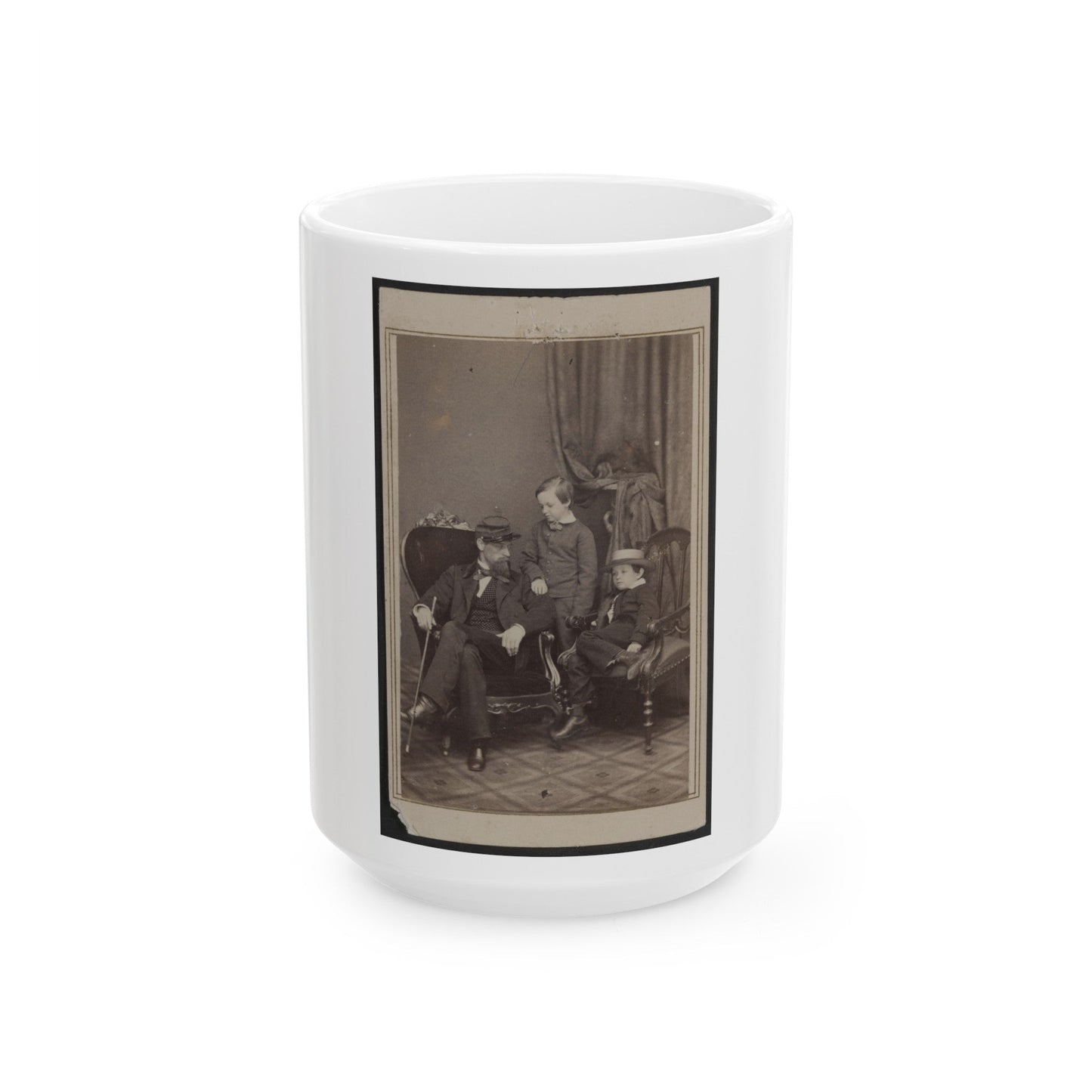 Willie And Tad Lincoln, Sons Of President Abraham Lincoln, With Their Cousin Lockwood Todd (U.S. Civil War) White Coffee Mug-15oz-The Sticker Space