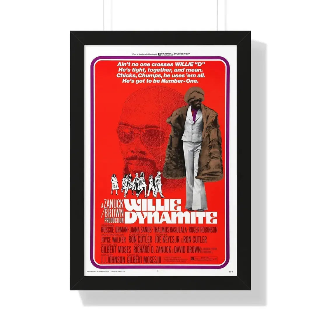 WILLIE DYNAMITE 1973 - Framed Movie Poster 16″ x 24″ Black - The Sticker Space