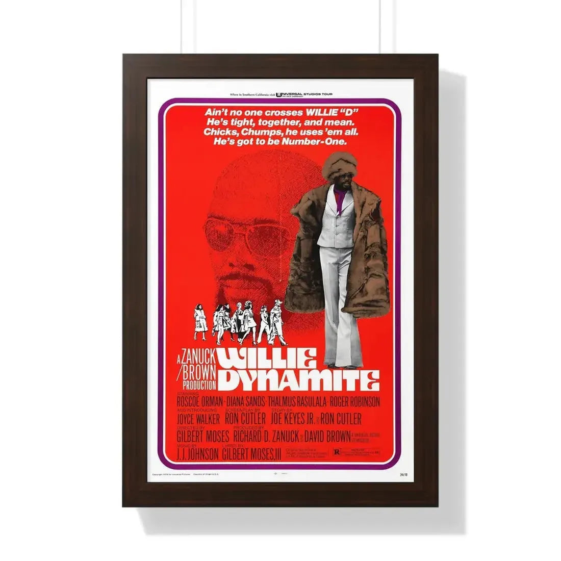 WILLIE DYNAMITE 1973 - Framed Movie Poster 16″ x 24″ Walnut - The Sticker Space