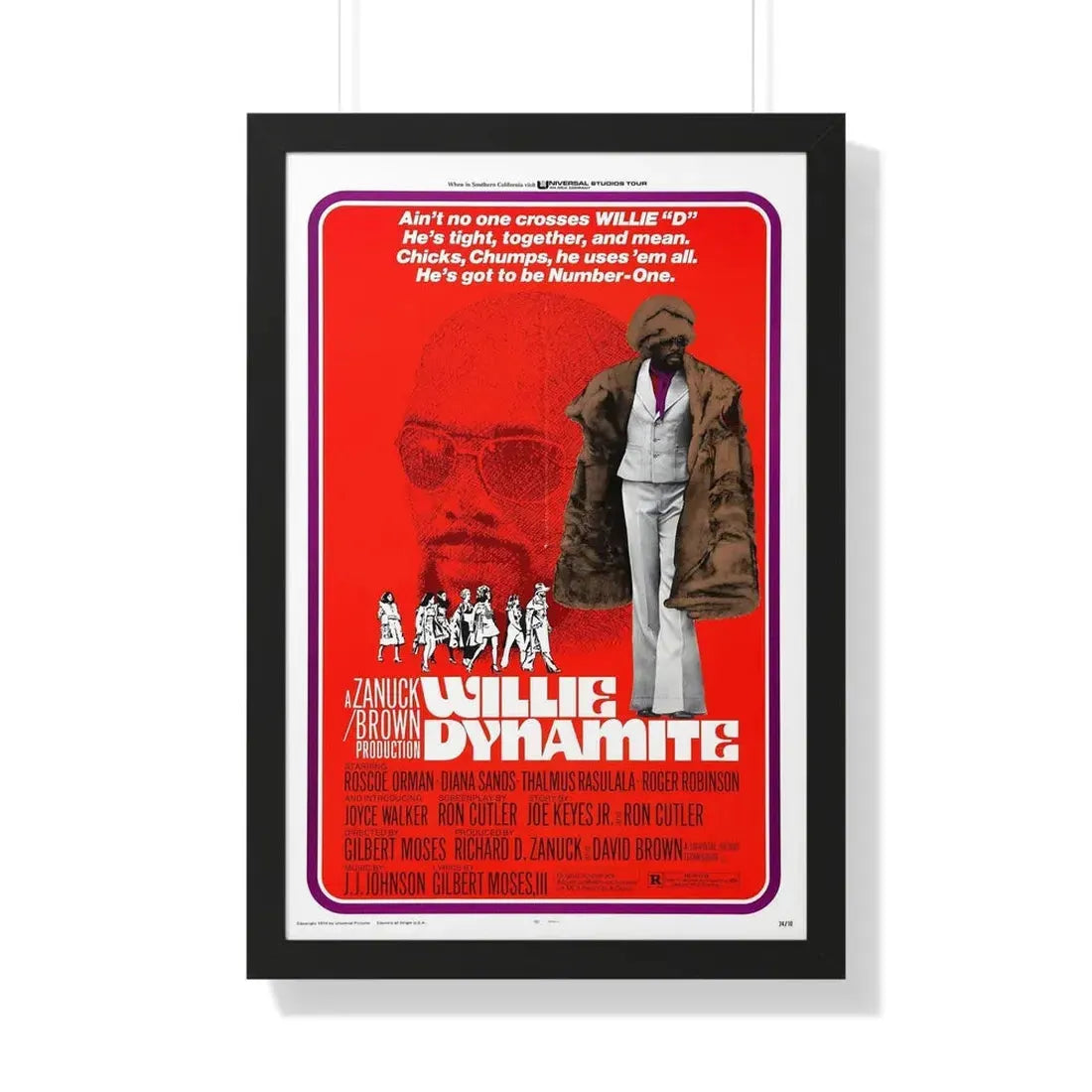 WILLIE DYNAMITE 1973 - Framed Movie Poster 20" x 30" Black - The Sticker Space