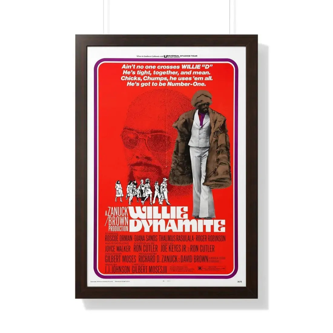 WILLIE DYNAMITE 1973 - Framed Movie Poster 20" x 30" Walnut - The Sticker Space