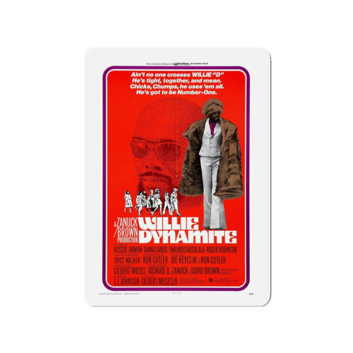 WILLIE DYNAMITE 1973 Movie Poster - Refrigerator Magnet-2" x 2"-The Sticker Space