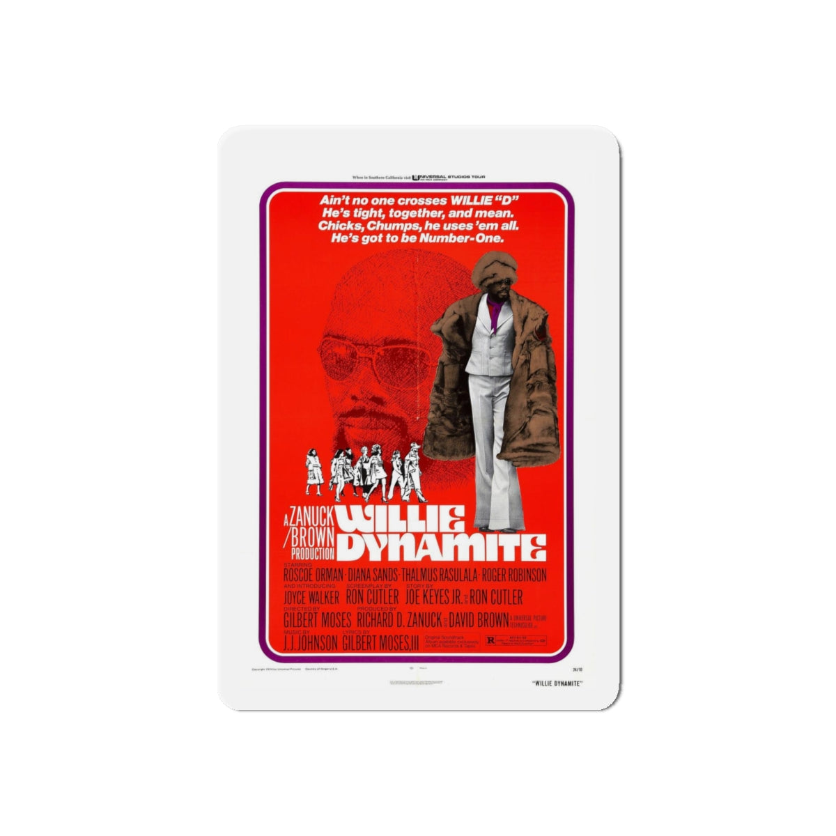 WILLIE DYNAMITE 1973 Movie Poster - Refrigerator Magnet-6 × 6"-The Sticker Space