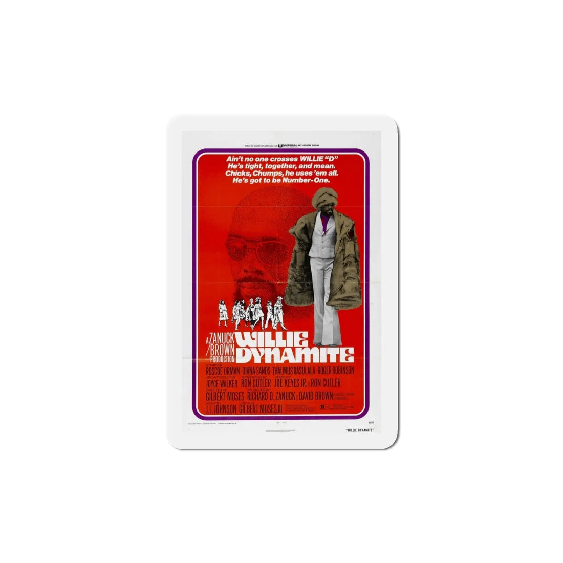 Willie Dynamite 1974 Movie Poster Refrigerator Magnet 5 Inch - The Sticker Space