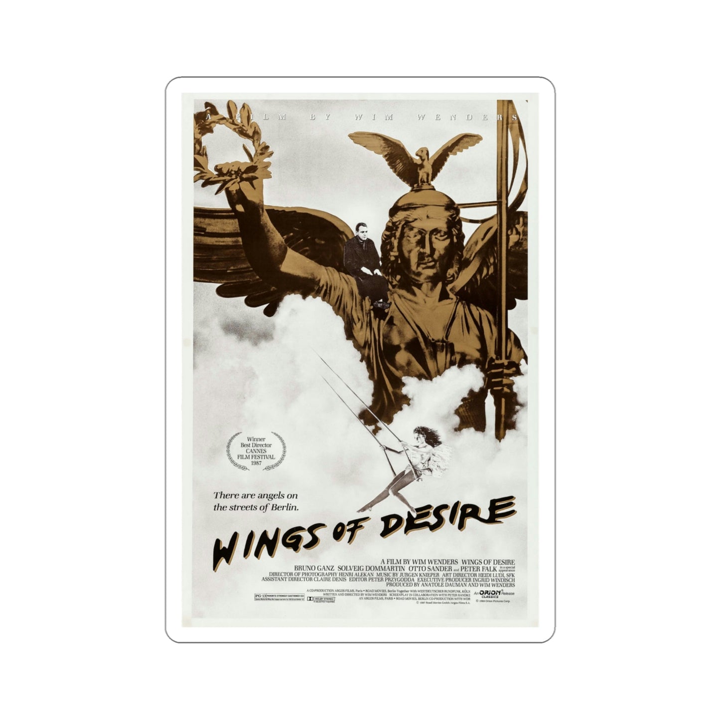 Wings of Desire 1988 Movie Poster STICKER Vinyl Die-Cut Decal-4 Inch-The Sticker Space