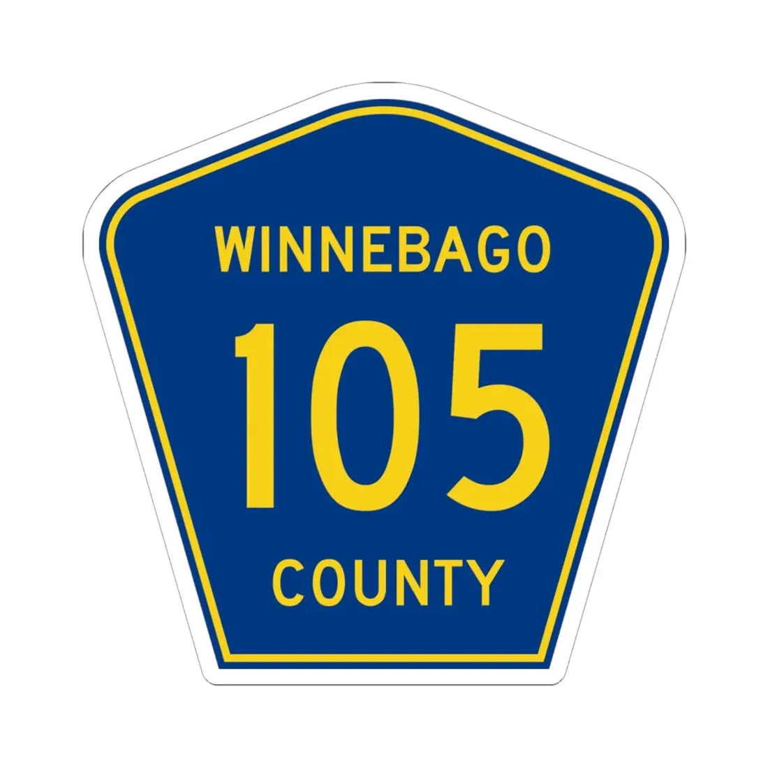 Winnebago County Route 105 IA (Iowa) (Road Sign) STICKER Vinyl Kiss-Cut Decal 6 Inch White - The Sticker Space