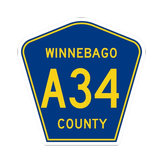 Winnebago County Route A34 IA (Iowa) (Road Sign) STICKER Vinyl Kiss-Cut Decal 2 Inch White - The Sticker Space