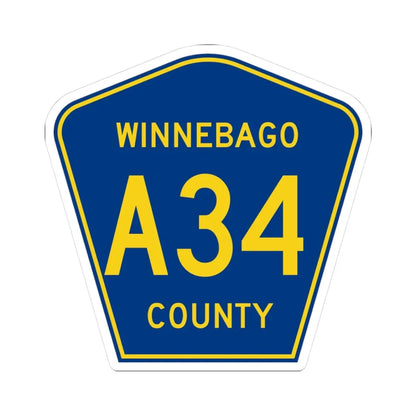Winnebago County Route A34 IA (Iowa) (Road Sign) STICKER Vinyl Kiss-Cut Decal 3 Inch White - The Sticker Space
