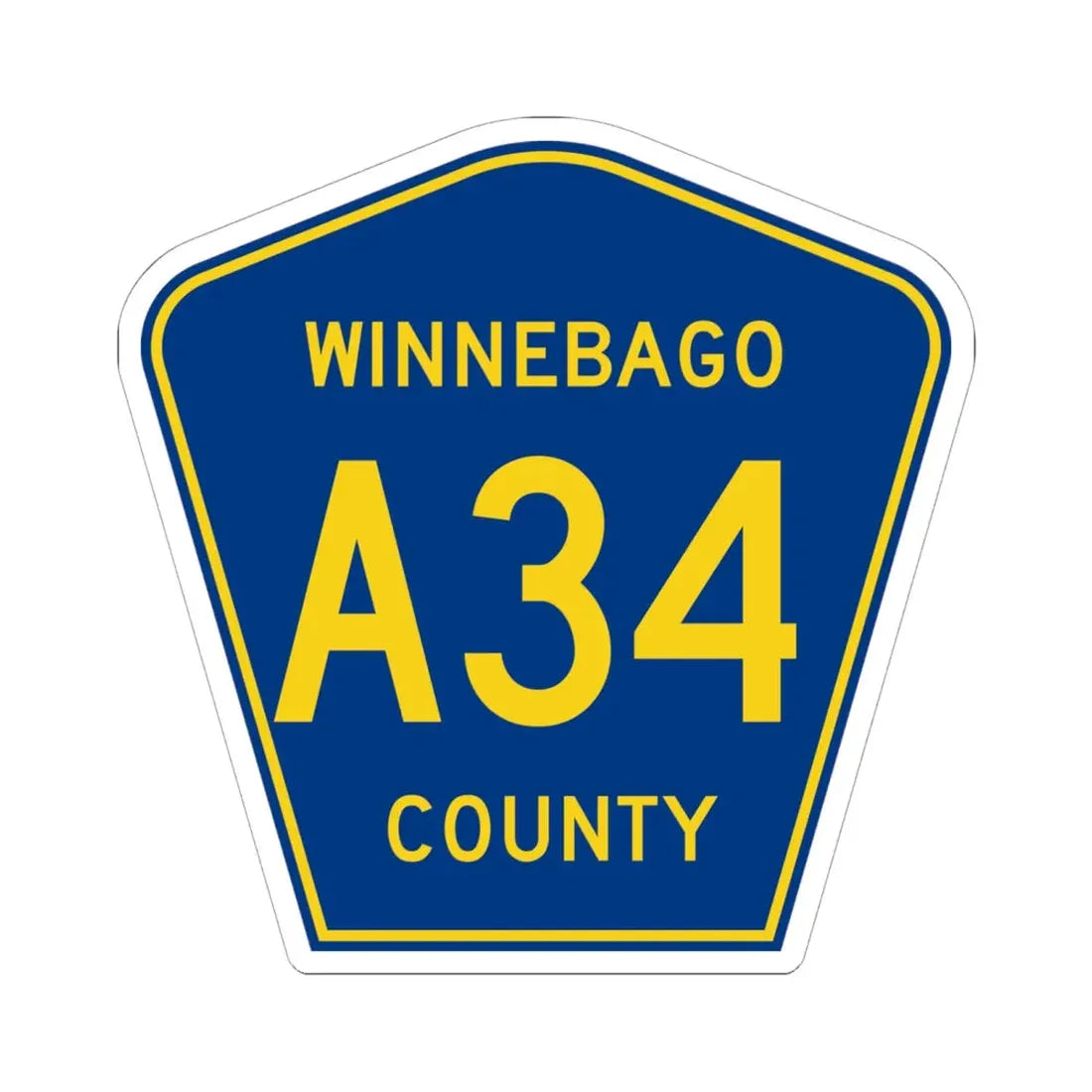 Winnebago County Route A34 IA (Iowa) (Road Sign) STICKER Vinyl Kiss-Cut Decal 6 Inch White - The Sticker Space