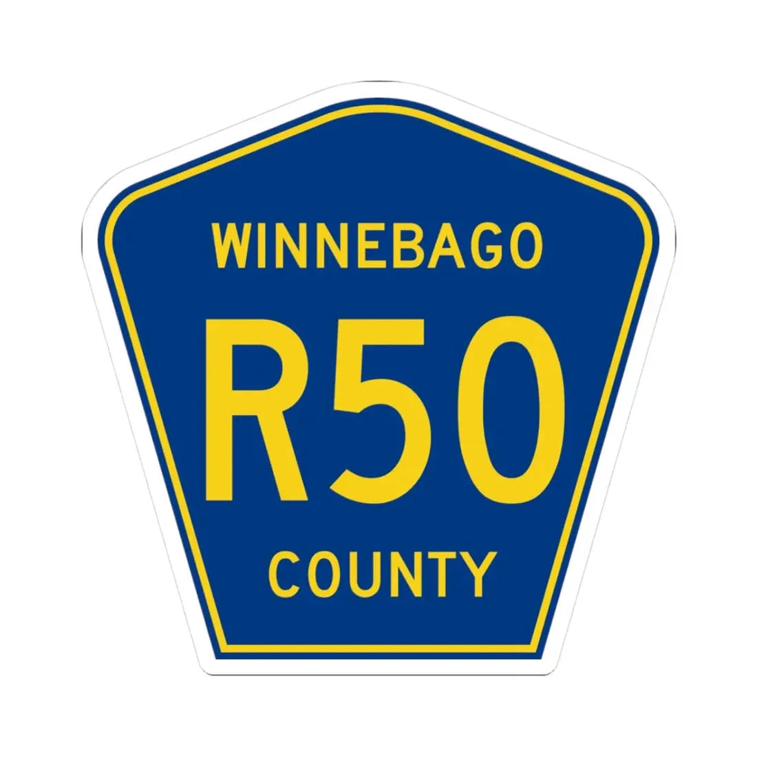Winnebago County Route R50 IA (Iowa) (Road Sign) STICKER Vinyl Kiss-Cut Decal 3 Inch White - The Sticker Space