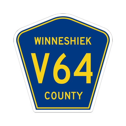 Winneshiek County Route V64 IA (Iowa) (Road Sign) STICKER Vinyl Kiss-Cut Decal 6 Inch White - The Sticker Space