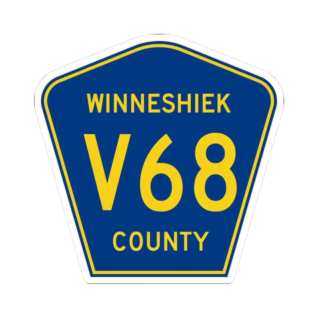 Winneshiek County Route V68 IA (Iowa) (Road Sign) STICKER Vinyl Kiss-Cut Decal 3 Inch White - The Sticker Space