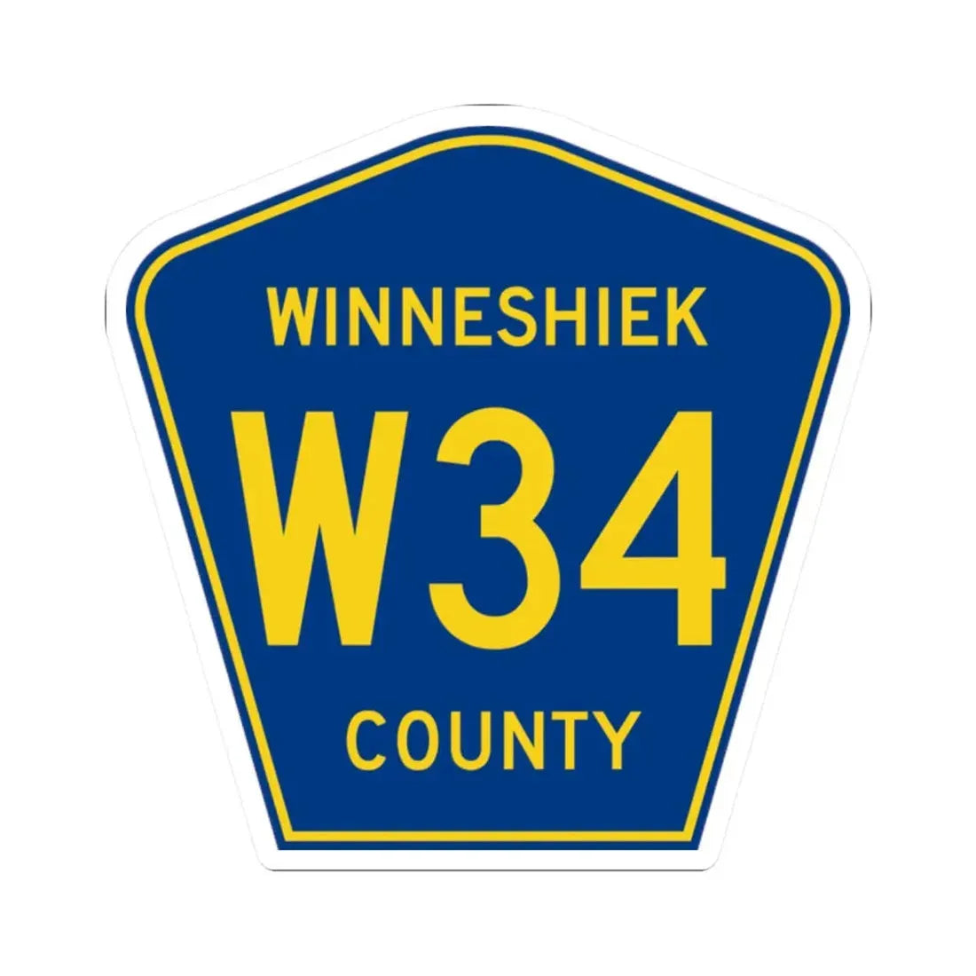 Winneshiek County Route W34 IA (Iowa) (Road Sign) STICKER Vinyl Kiss-Cut Decal 2 Inch White - The Sticker Space