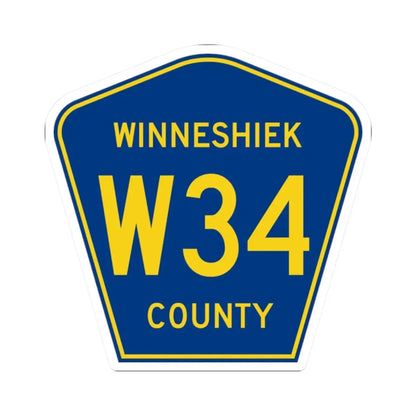Winneshiek County Route W34 IA (Iowa) (Road Sign) STICKER Vinyl Kiss-Cut Decal 2 Inch White - The Sticker Space