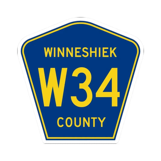 Winneshiek County Route W34 IA (Iowa) (Road Sign) STICKER Vinyl Kiss-Cut Decal 2 Inch White - The Sticker Space