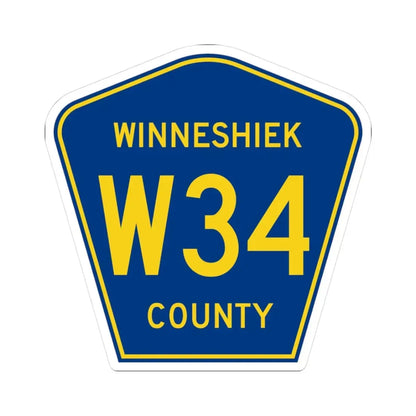 Winneshiek County Route W34 IA (Iowa) (Road Sign) STICKER Vinyl Kiss-Cut Decal 3 Inch White - The Sticker Space