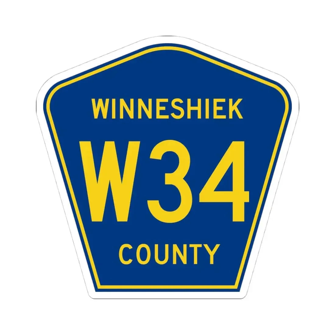 Winneshiek County Route W34 IA (Iowa) (Road Sign) STICKER Vinyl Kiss-Cut Decal 4 Inch White - The Sticker Space