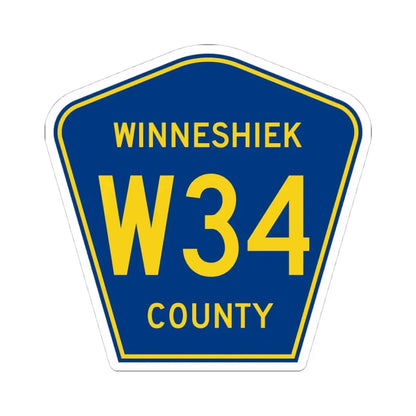 Winneshiek County Route W34 IA (Iowa) (Road Sign) STICKER Vinyl Kiss-Cut Decal 4 Inch White - The Sticker Space