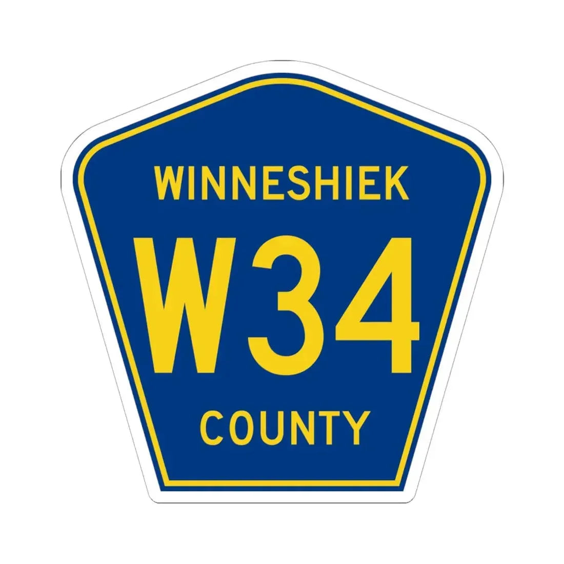 Winneshiek County Route W34 IA (Iowa) (Road Sign) STICKER Vinyl Kiss-Cut Decal 6 Inch White - The Sticker Space