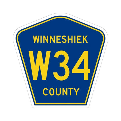 Winneshiek County Route W34 IA (Iowa) (Road Sign) STICKER Vinyl Kiss-Cut Decal 6 Inch White - The Sticker Space