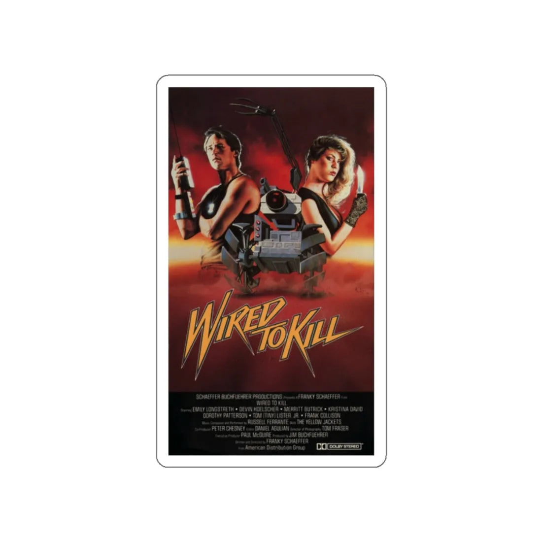WIRED TO KILL (BOOBY TRAP) 1986 Movie Poster STICKER Vinyl Die-Cut Decal 2 Inch - The Sticker Space