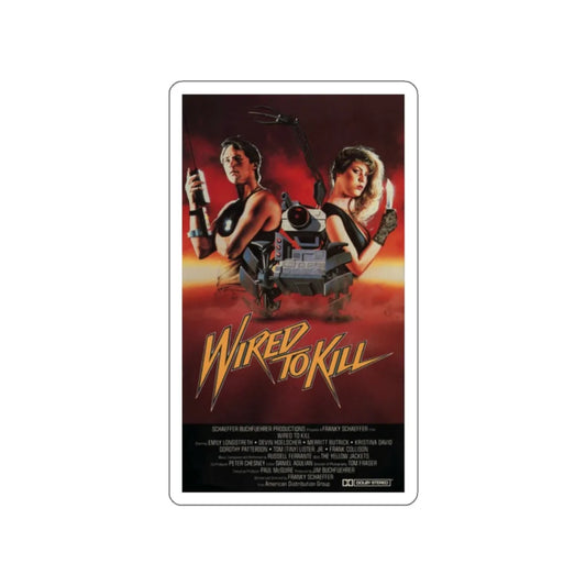 WIRED TO KILL (BOOBY TRAP) 1986 Movie Poster STICKER Vinyl Die-Cut Decal 2 Inch - The Sticker Space