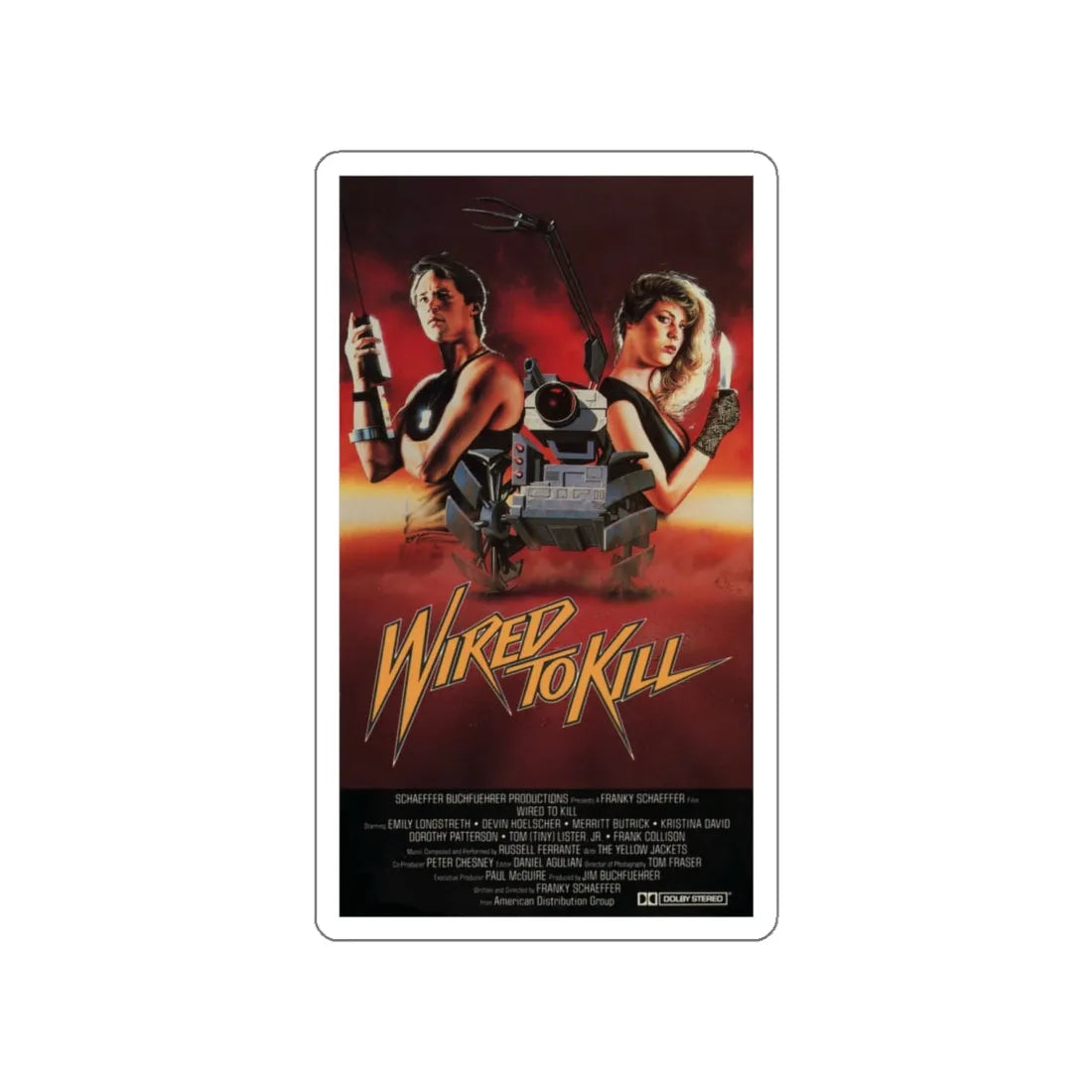 WIRED TO KILL (BOOBY TRAP) 1986 Movie Poster STICKER Vinyl Die-Cut Decal 5 Inch - The Sticker Space